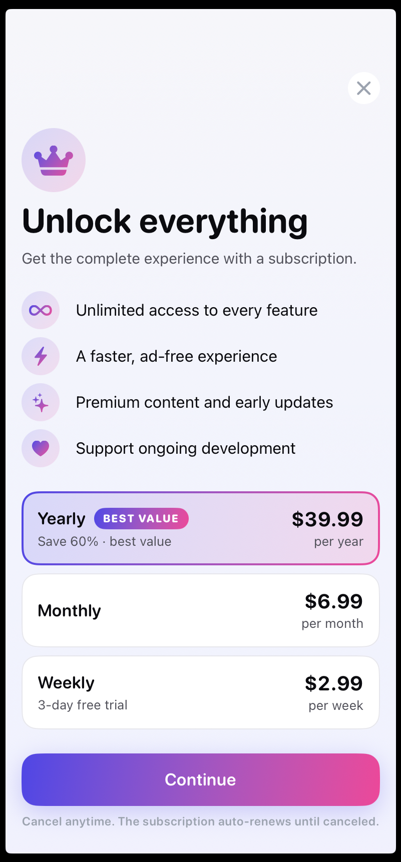 Flag Quiz — paywall / subscription